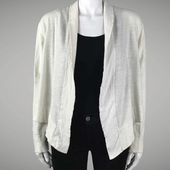 JAMES PERSE 100% Cotton Long Sleeve Cardigan Open Front Frayed Edges Sz XL - Picture 1 of 11